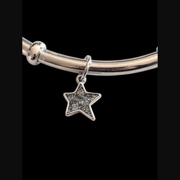 Coach Open Bangle Silver Tone Star Charm Bracelet - Picture 5 of 8